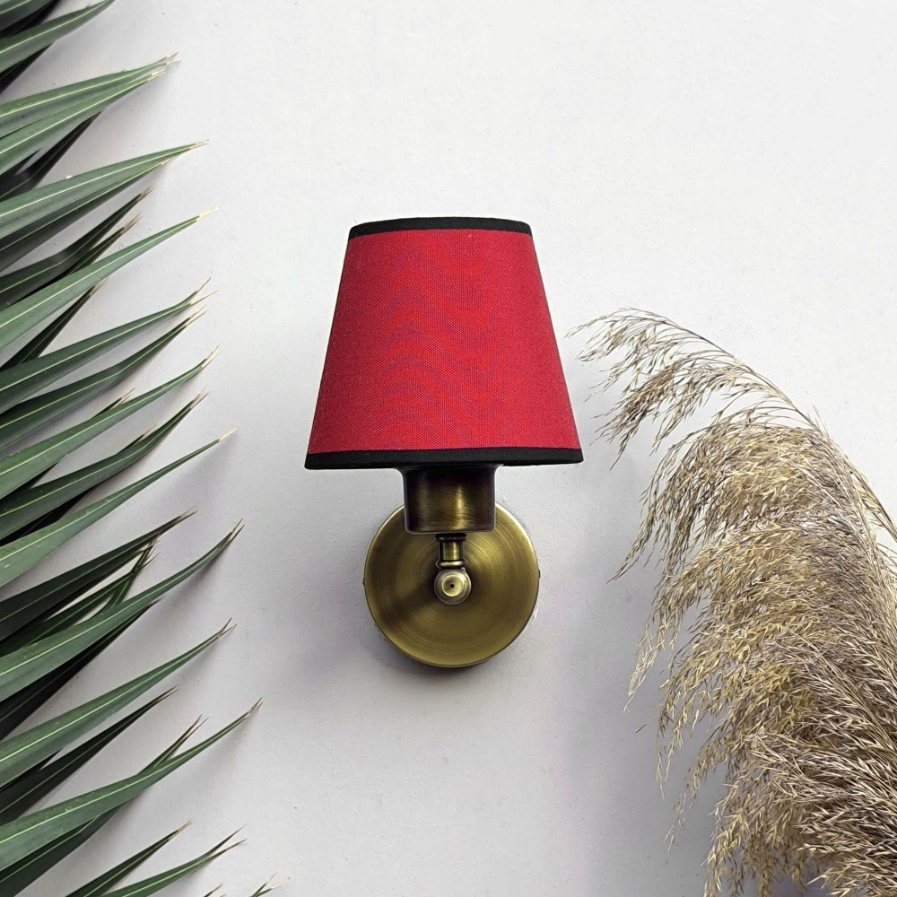 Mini Glow Vintage Gold Duvar Apliği Bordo Başlıklı Siyah Biyeli